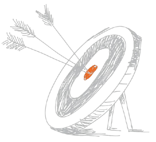 Illustration of a target with arrows—mission and vision